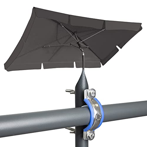 BelleMax Parasol de Jardin Exterieur 200 x 125 cm + Support Parasol Balcon, Anthracite, Rectangle, avec Housse de Protection, pour Balcon/Plage/Terrasse, Protection Solaire UV50 + Cover