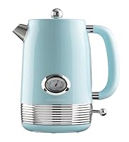 Daewoo Denver 1.5L Rapid Boil Kettle – Sky Blue, 3000W Fast Boil, Temperature Gauge, 360° Base, Retro Vintage Design, Ideal for Home, Office, and Gifting