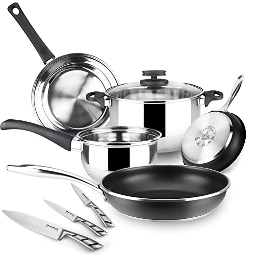 MAGEFESA Style Black Steel - Batería de cocina de 9 piezas, compuesta por una cacerola con...