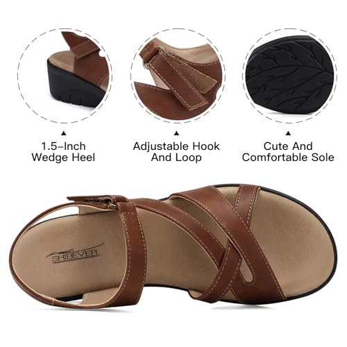 Image of SHIBEVER Wedge Sandals for Women Dressy: Comfortable Low Heel Sandals | Adjustable Casual Dress Shoes with Cushioned Insole and Non-Slip Sole, All-Day Walking