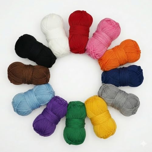 Image of Pack of 12 Multicolor Premium Woolen Yarn Oon Skeins Combo for Knitting and Crochet