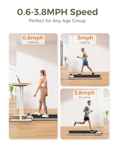 Image of Yagud Under Desk Treadmill, Walking Pad for Home and Office, 2.5 HP Portable Walking Jogging Running Machine with Remote Control and LED Display, Silver