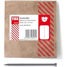TOX 063600253 دبابيس سلكية مقاس 1.8 x 35 مم، رأس مضغوط للتثبيتات غير المرئية تقريبًا في الخشب، الفولاذ الفارغ، عبوة مكونة من 50 قطعة في عبوة ورقية قابلة لإعادة الغلق وصديقة للبيئة، فضي