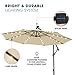 wikiwiki 10ft Solar LED Offset Patio Umbrella, Outdoor Cantilever Patio Umbrellas with Solor Lights for Backyard, Poolside and Garden, Easy Tilt Adjustment, 32 LED Lights & Polyester Shade, Beige