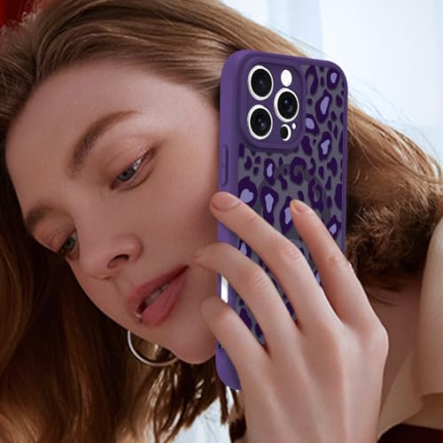 Image of KANGHAR Case for iPhone 16 Pro Max Purple Leopard Printed Pattern | Cute Cheetah [Compatible with Magsafe] Protective Magnetic Case for Girls Women 6.9 inch