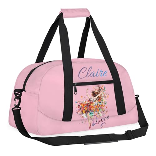 Dance Duffle-Bag for Teens Girls,Custom Ballet-Bag for Dancer,Carry-on Lightweight for Travel-Duffle,Overnight,Workout Black White Red Grey Football Brandon3