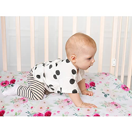 Girl Crib Sheet And Changing Pad Cover, Floral Nursery Bedding, Flower Sheets For Baby Toddler Mattress #TOP5