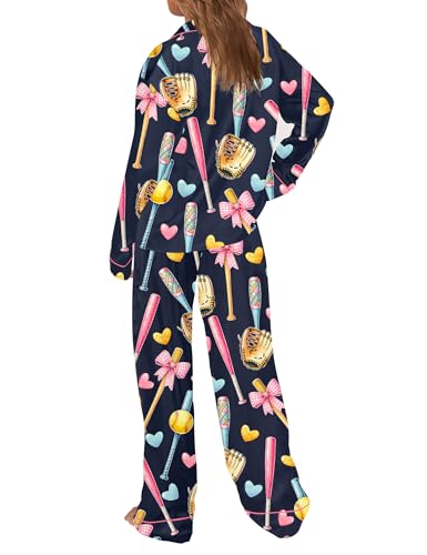 Image of SHESHOW Satin Pajamas for Women Set Long Sleeve Button Down Sleepwear 2 Piece Nightwear Women Pjs Sets Size XS-XXL