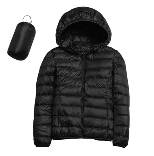 ZHIAN Chaqueta De Entretiempo For Mujer Con Capucha, Chaqueta De Plumón, Chaqueta Softshell Cálida, Chaqueta For Exteriores, Chaqueta Con Capucha, Abrigo Acolchado, Chaqueta Con Capucha(Noir,XL)
