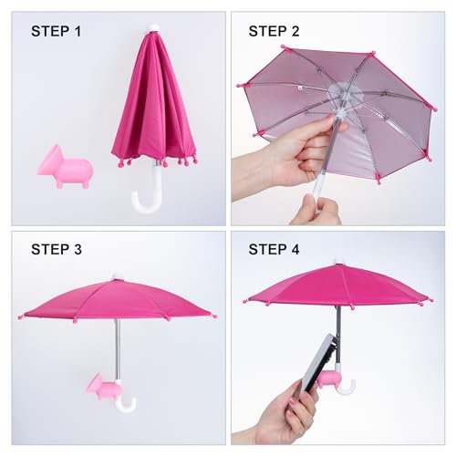 Yymobt Adjustable Universal Cell Phone Umbrella Stand, Anti-Glare Cover Sun Shield, Suction Cup Piggy Stand, Outdoor Phone Sunshade Holder (Pink) - Thumbnail 3