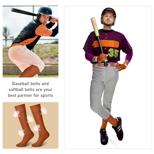 Image of Zhanmai Baseball Belt and Socks Combo, Adjustable Elastic Belt and Softball Socks, Multiple Sizes for Youth Boys Girls, Adult
