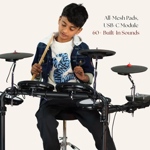 Image of Vault Impact Junior Electronic Drum Kit for Kids with All-Mesh Pads, USB-C Module and 60+ Built-In Sounds - Junior Sized for Kids Under 12