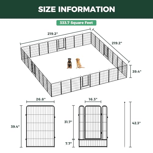 Image of FXW Rollick Unleashed Dog Playpen for Indoor, Yard, RV Camping, 40 inch 32 Panels for Medium and Large Dogs, Black│Patented