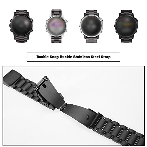 OTOTEC Watch Strap Compatible with Garmin Fenix 5S/5S Plus/6S/6S Pro/7S/7S Solar Stainless Steel Watch Band Replacement Wristband Black - Image 2
