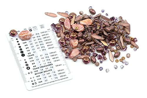 2.1oz (60 g) Mix of Unique Czech Bohemia Glass Pressed Beads, Matte and Glossy, Hand Made, Antique Copper Pink