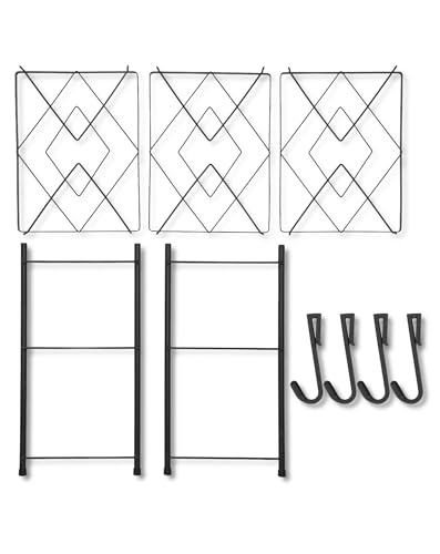Multi-Layer Kitchen Rack, Black Rust-Resistant Iron Structure, Space-Saving Spice with 4 Adjustable Hooks, Perfect for Office, Garage, Wall-Mounted Router Holder.