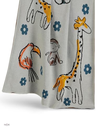 Image of haus & kinder Knitted Baby Blanket, Soft Breathable Baby Blankets Newborn, Premium Baby Blanket for 0-2 Years, Cozy Blankets for Crib, Nursery & Stroller, New Born Baby Essentials | Zoo Cuddle