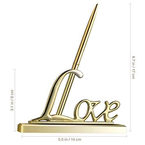 Nuolux Signing Pen With Metal Love Holder For Wedding Color Gold Total Length 17Cm #TOP5