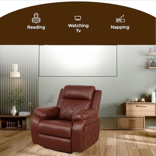Image of Solis Royale 1 Seater Recliner Sofa Chair | Motorized Recliner Lounge Sofa Chairs for Relaxing | Comfortable Cushioned | Living Room, Bedroom, Office (Relaxyard - Brown, Relaxyard - Leatherette)