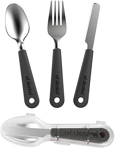 Travel Utensils with Case, Travel Silverware Cutlery Lunch Eating Set, 3pc Stainless Steel Knife, Fork, Spoon Ideal for Lunch Box, Picnic and Traveling
