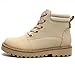MIXIN Girls Boys Combat Hiking Snow Boots Waterproof Non-Slip Fashion Work Ankle Boots with Lace Up Side Zipper for Little Big Kids Beige Size 4