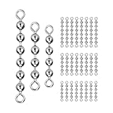 CDIYTOOL 60 Pack Fishing Bead Chain Swivels, 4 Beads-3/16, 4 Beads-1/8,6 Beads-3/16 Mixed Size Fishing Gear Bead Chain Swivels Stainless Steel Catfish Tackle Swivels for Freshwater Saltwater Fishing