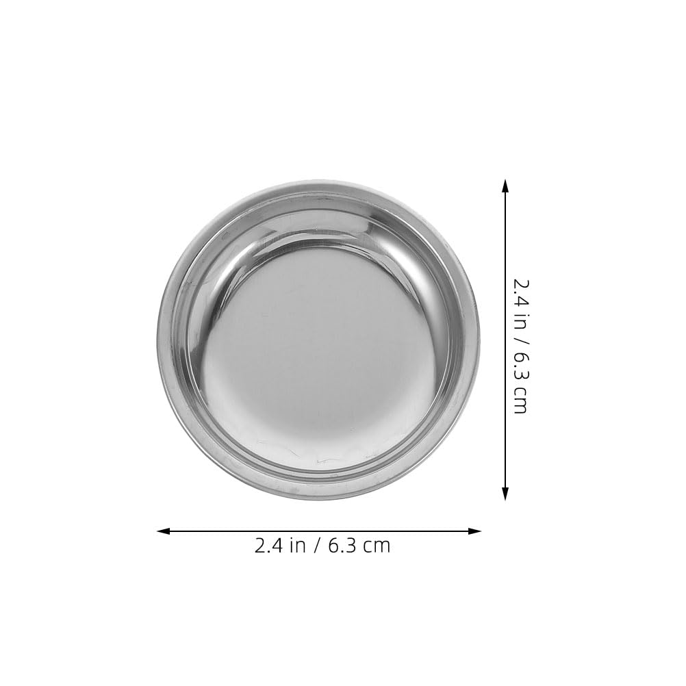 LOGOFUN 12pcs Stainless Steel Tea Bag Holder Coaster Tray Drip Proof Saucer Flat Bottom Kitchen Home Accessories for Beverage Condiment Serving