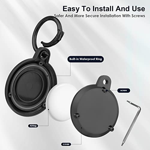 wasserdichte Airtag-Halterung mit Halskette, Schlüsselanhänger und vollständiger Schutzhülle - Versteckter GPS-Tracker für Kinder, Senioren, Haustiere und Kleidung.(Set aus 2 Obsidian-Schwarzen)