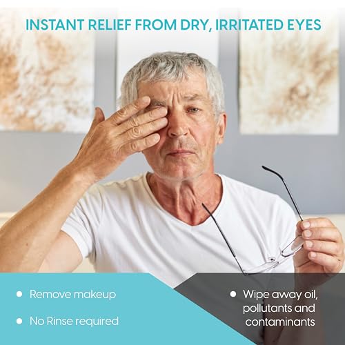 Clear C Eyelid Wipes Pre-Moistened for Dry Eyes – Rinse Free Eye Lid Cleaning Wipes – Individually Wrapped Travel Eye Wipes, 3 Boxes of 30 - Thumbnail 2