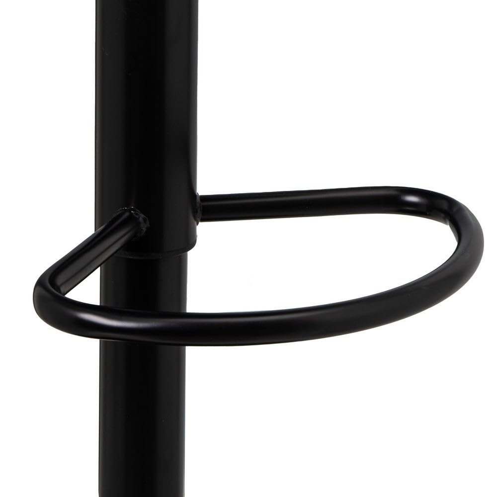 Taburete alto de cocina regulable en altura negro con respaldo bajo | Asiento redondo y respaldo bajo acolchados y tapizados en polipiel. Altura ajustable de 72 a 92 cm. Resiste hasta 120 kg