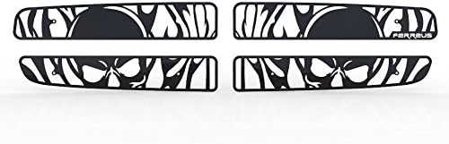 Grille Insert Guard Skull Flame Black Powdercoat fits: 1997-2004 Dodge Dakota TRK-112-10-Black-a