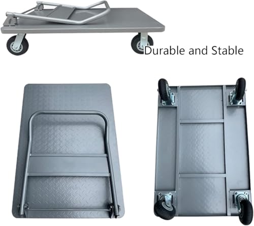 Carretilla plegable de mano con plataforma de acero y ruedas giratorias miniatura 3