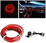 EL Wire Interior Car LED Strip Lights, 10FT/3M USB Auto Neon Light Strip with Sewing Edge, Electroluminescent Car Ambient Lighting Kits with Fuse Protection, Car Decoration Accessories (Red/10FT)