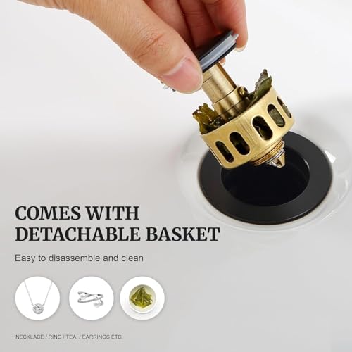 Tapón de desagüe metálico para lavabo negro mate miniatura 3