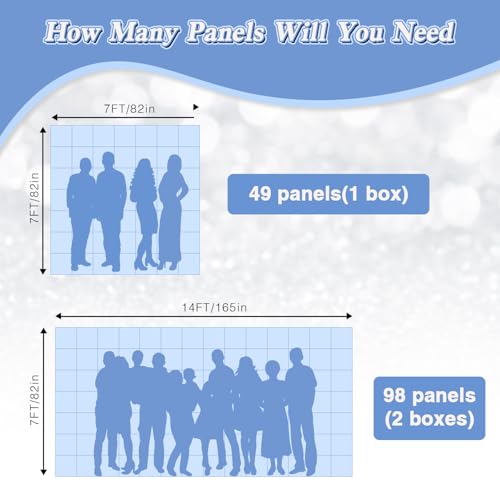 Image of Shimmer Wall Backdrop Silver 7FTx7FT Square Sequin Wall Panel Backdrop Decor for Wedding Anniversary Birthday Party, 49 Panels