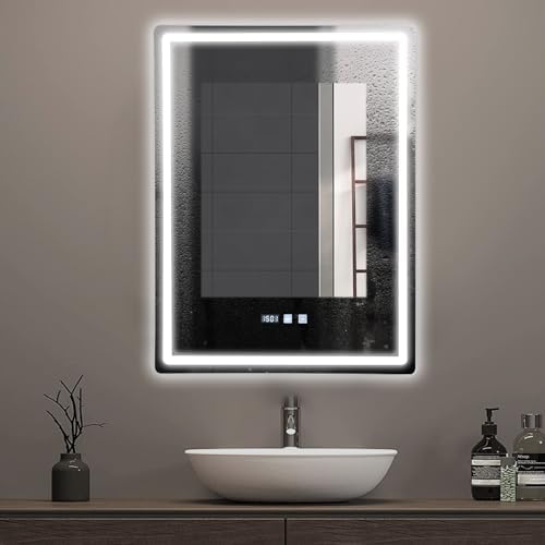 LED Bathroom Mirror 60 x 80 cm, IP54, with Adjustable Light, Anti...