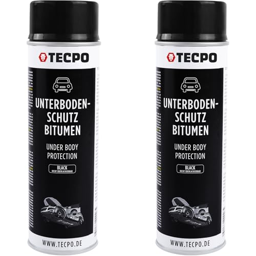 TECPO Protezione per sottoscocca bitume, 2 x 500 ml, colore nero, protezione contro pietrisco, ruggine, sostanze chimiche con effetto anti-rombo