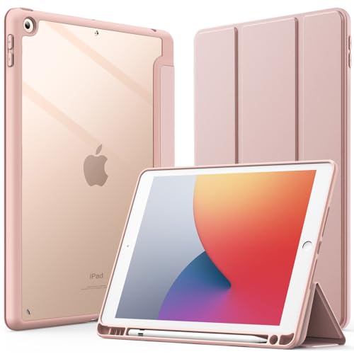 Porte-pencil pour iPad 10,2 pouces étui arrière transparent rose
