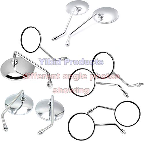 Yibid Universal Chrome 4" Round Motorcycle Bicycle Rearview Mirrors,with 7/8" Handlebar Mount for Honda Kawasaki Shadow Custom Suzuki Cruiser Hyosung Kymco Victory Vulcan Street Sports Dirt Bikes