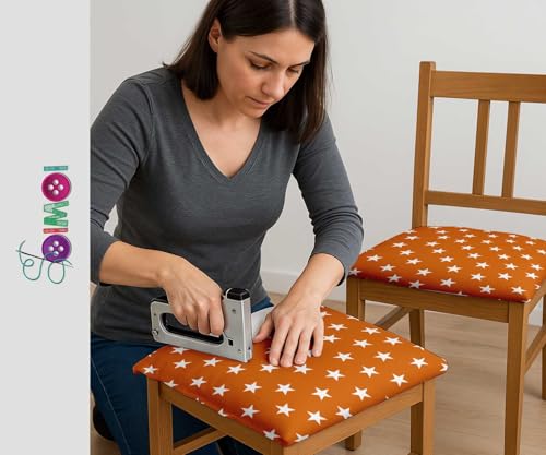 Image of Soimoi Orange Cotton Canvas Fabric Stars Star Printed Fabric 1 Meter 58 Inch Wide