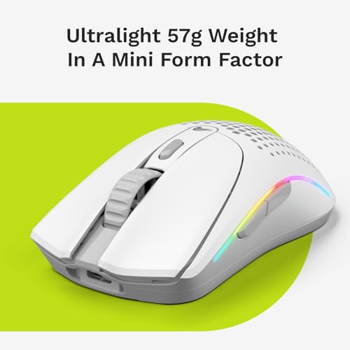 Image of GLORIOUS Model O 2 Mini Wireless Gaming Mouse: Superlight 57g, up to 210hr Battery, Dual Wireless 2.4GHz and Bluetooth 5.2, 26K Optical Sensor, 80M Clicks, 6 Programmable Buttons, FPS Mouse, White