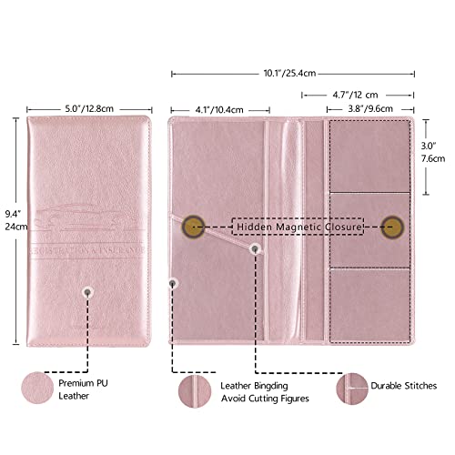 Image of TOURSUIT Car Registration & Insurance Card Holder, Rose Gold