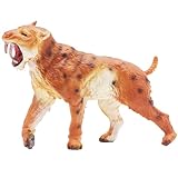 Gemini&Genius Yellow Saber-Toothed Tiger Animals Action Figure Toys for Kids (Smilodon)