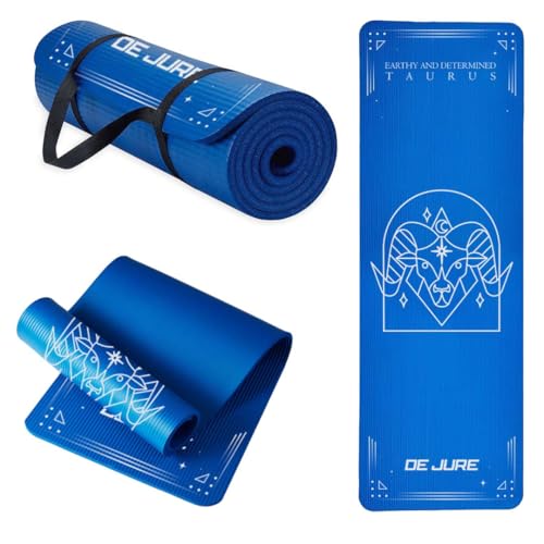 De Jure Fitness Yoga Mat for Women and Men, 13mm Extra Thick Non-Slip NBR Exercise Mat for Yoga, Pilates, Gym & Floor Workouts - with Carry Strap - Taurus