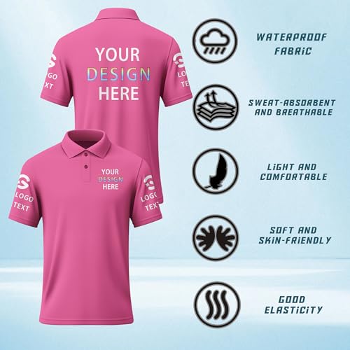 Polos personalizados para hombres y mujeres con logo impreso y texto para golf, trabajo, equipo, negocios casuales miniatura 3