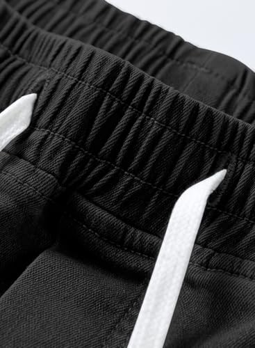 Image of JMIERR Men's Elastic Waist Cargo Jeans Stretch Denim Pants with Drawstring Relaxed Fit for Casual Daily Wear