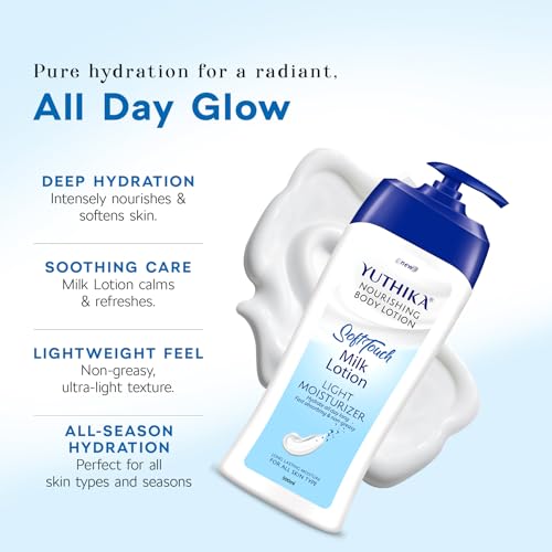 Image of Yuthika Naturals Body Milk Soft Touch Body Lotion 500ml | Long-Lasting Hydration for Dry to Very Dry Skin | Lightweight, Non-Greasy Moisturizer for Men & Women | Smooth & Healthy Looking Skin
