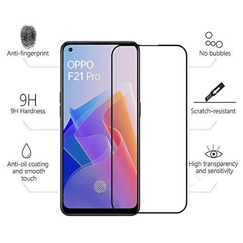 Image of Screen Protector for Oppo F21 Pro (Black) Tempered Glass Edge-to-Edge 6D Screen Guard With Installation Kit