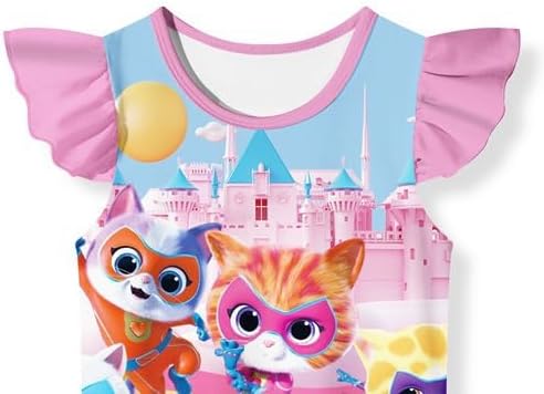 Vista 2 de SHELOVESIT Super Kitties Dresses for Girls, Casual Cat Costume Home Wear and Birthday Wear