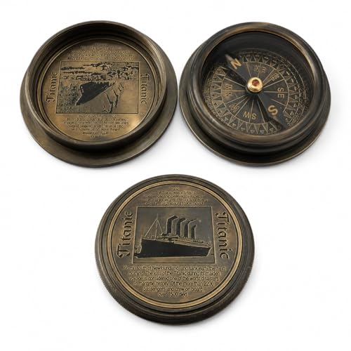Boussole Titanic en laiton vintage : un bel objet maritime de collection